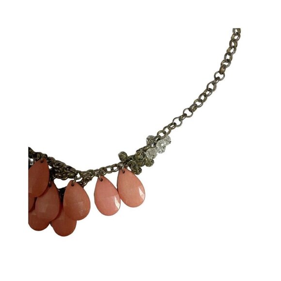 25” Peach/Salmon Color Statement Necklace With Iridescent & Gray Beads - Picture 4 of 6
